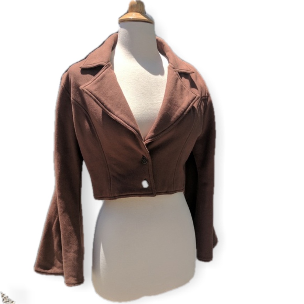 Chestnut cropped jacket, flared sleeves NWOT